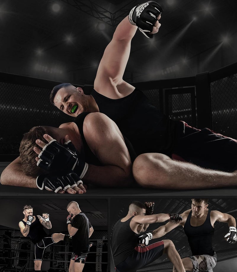 Rdx MMA Gloves for Martial Arts Grappling Sparring Training, Cowhide Leather Open Palm and Wrist Strap, Padded Mitts for Muay Thai, Punching Bag, Speedball Workout Kickboxing Cage Fighting - Image 5